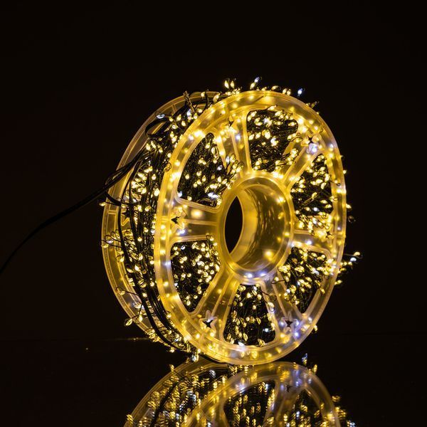 Новогодняя гирлянда комнатная роса Хвойная лапа 50 м 1500 LED зеленый провод Желтое сияние D1500L50MGY D1500L50MGY фото