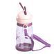 Бутылка для воды детская 550 мл на ремешке бутылочка с трубочкой для спорта и школы Розовая HP-14-44P HP-14-44P фото 3