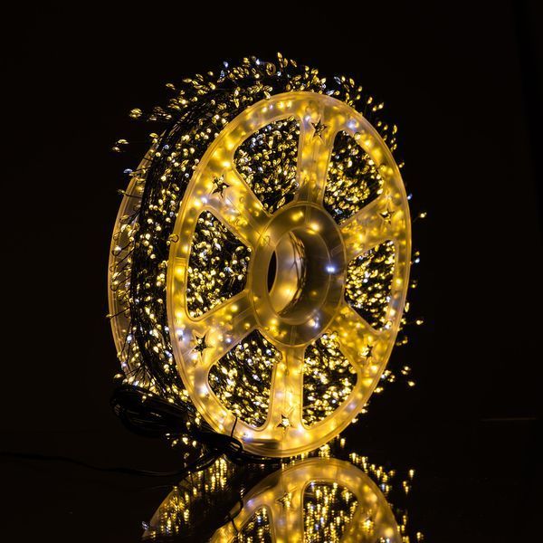 Новогодняя гирлянда комнатная роса 100 м 3000 LED Хвойная лапа зеленый провод Желтое сияние D3000L100MGY D3000L100MGY фото