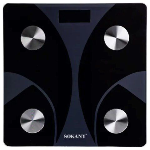 Смарт весы электронные Sokany 26х26 см до 180 кг с Bluetooth Черный SK-19029B SK-19029B фото