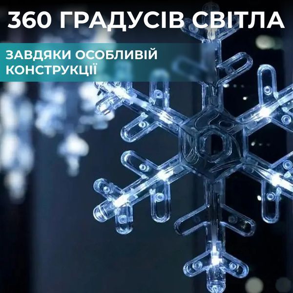 Гірлянда світлодіодна штора GarlandoPro сніжинка і зірка 12 фігур 3х1м гірлянда зірка Білий 1733064W 1961317305 фото