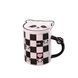 Чашка керамічна The Panda 350мл з блюдцем і ложкою Шахматка HPCY8369CH 2028428270 фото 1