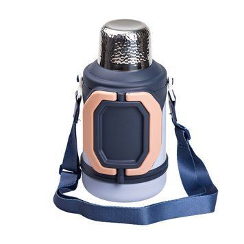 Термос Vacuum Cup 1.5 літра з ремінцем і складною ручкою темно-синій HP-14-21BL 2394098871 фото
