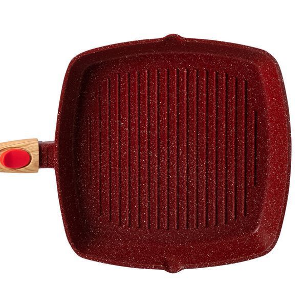 Алюмінієва сковорода-гриль 28 см зі скляною кришкою Square Red MGC HP-4-462R 2358506389 фото