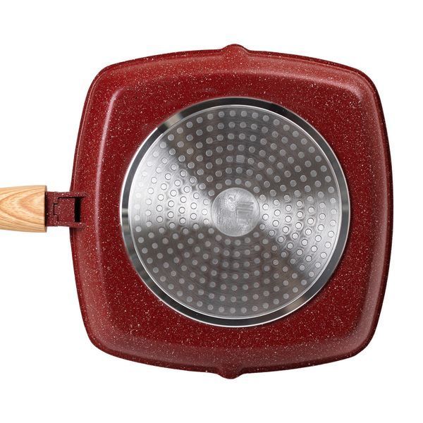 Алюмінієва сковорода-гриль 28 см зі скляною кришкою Square Red MGC HP-4-462R 2358506389 фото