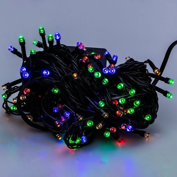 Гирлянда нить 10м на светодиодная черный провод 8 режимов работы M200LEDML 1960050514 фото