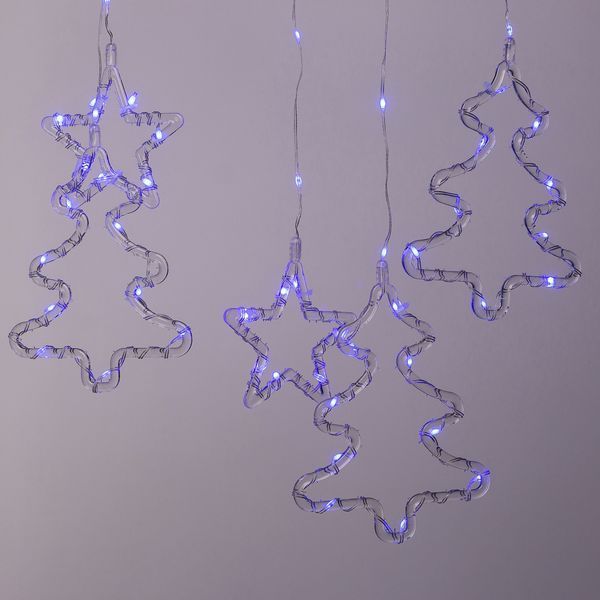 Гирлянда штора светодиодная GarlandoPro звезда и елка 120LED 3х0,9 м 8 режимов Синий 1733070BL 1961137319 фото