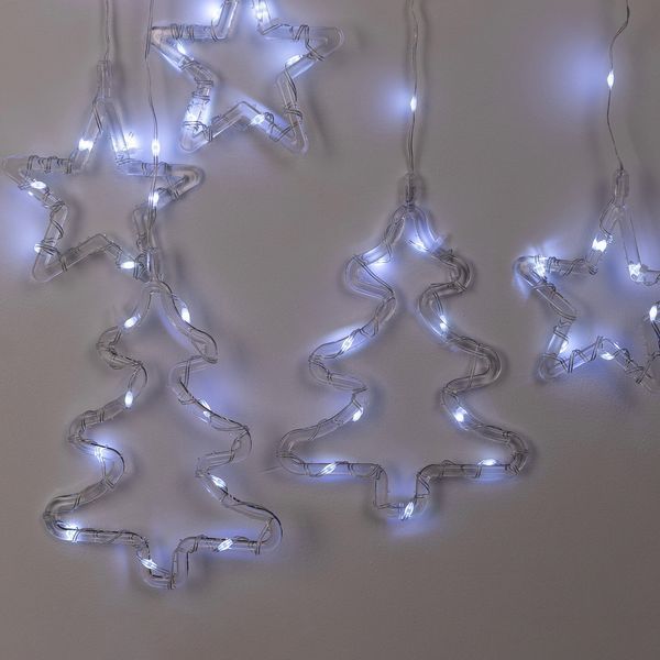 Гирлянда штора светодиодная GarlandoPro звезда и елка 120LED 3х0,9 м 8 режимов Белый 1733071W 1961137320 фото
