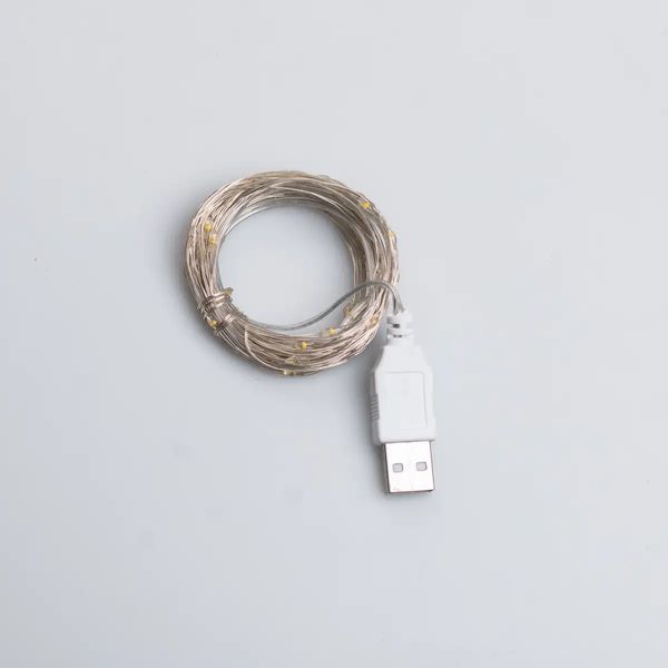 Гірлянда роса 10 метрів USB на 100 led світлодіодів крапля на білому дроті жовта USB100L10MWY USB100L10MWY фото
