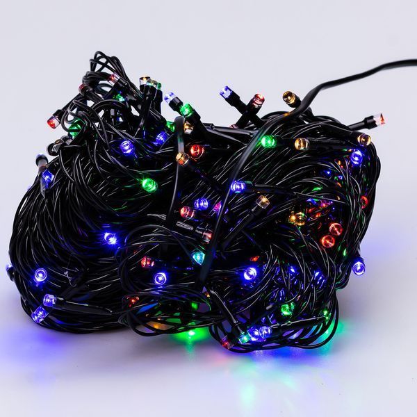 Гирлянда нить 16 м на 180 LED лампочек светодиодная черный провод 8 режимов работы M400LEDML 1960074057 фото