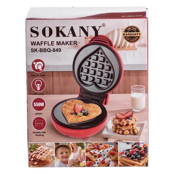Вафельница для бельгийских вафель 550 Вт с антипригарным покрытием Sokany SK-BBQ-849 SK-BBQ-849 фото