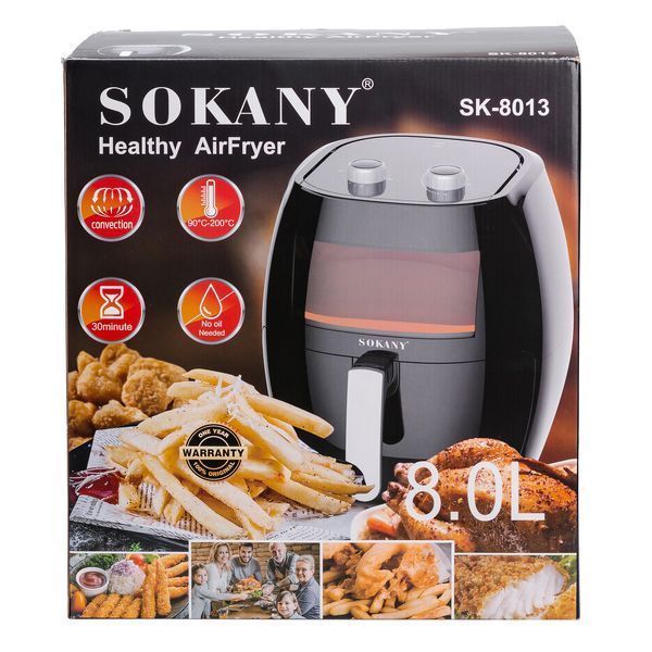 Аэрофритюрница Sokany на 8 литров 1800 Вт черная SK8013 2144225833 фото